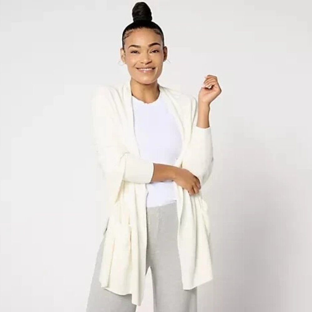 New With Tags Barefoot Dreams Cozychic Ultra Lite Wrap Sweater Ivory XXS/XS